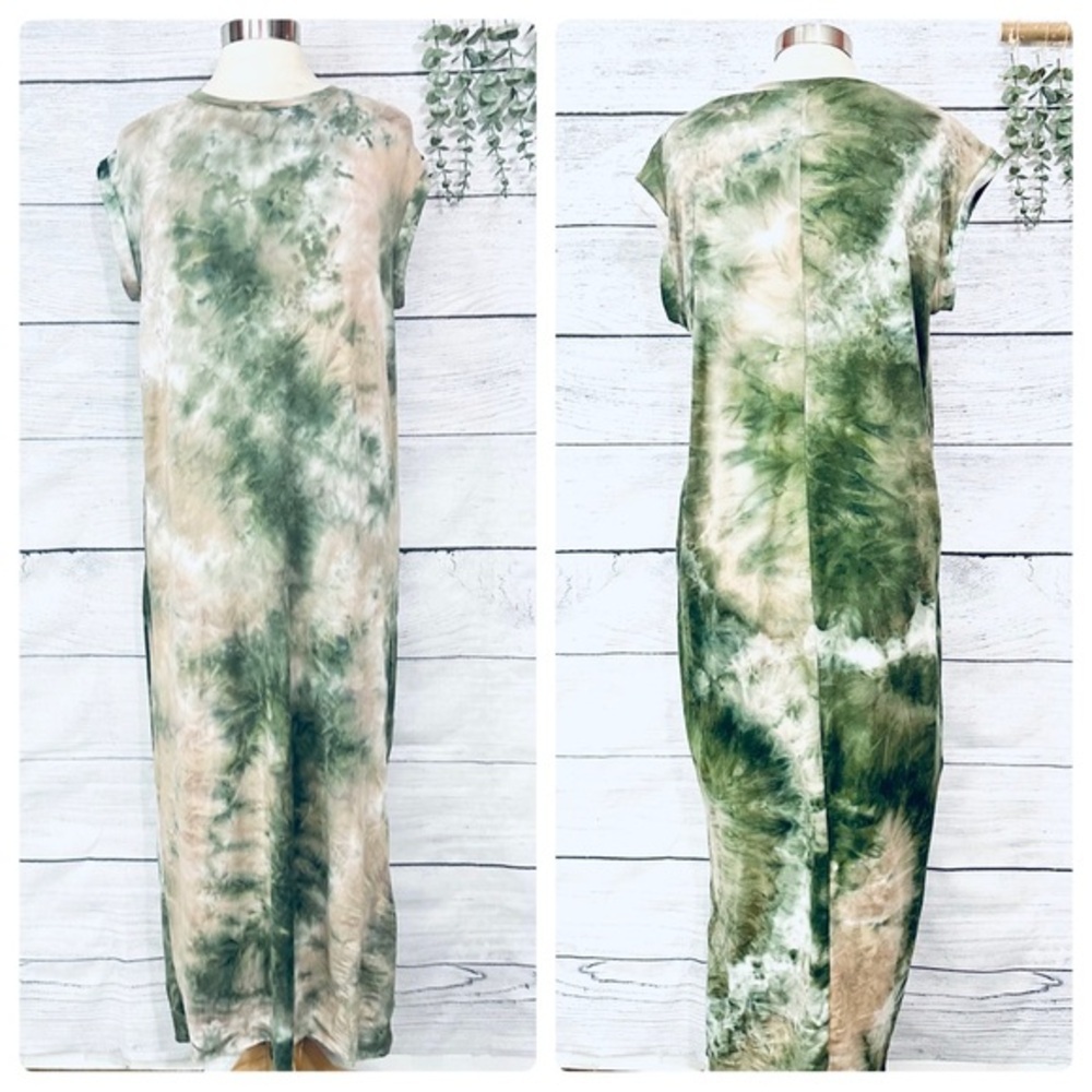EARTHBOUND Green and Tan Tie-Dye Maxi Dress